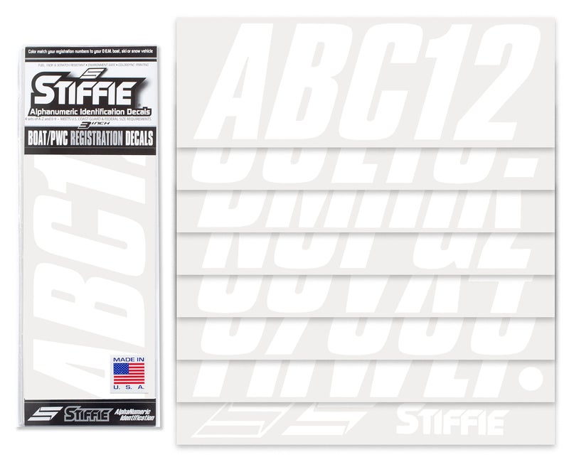 Stiffie ملصقات تسجيل القوارب و PWC STIFFIE Shift البيضاء 3" â€¢ ملصقات أرقام وحروف - Image 2